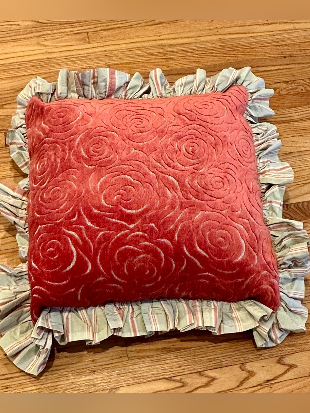 29x29" Custom Velvet Rose Quilted Pillow Sham Ruffled Striped Euro Pillowcase